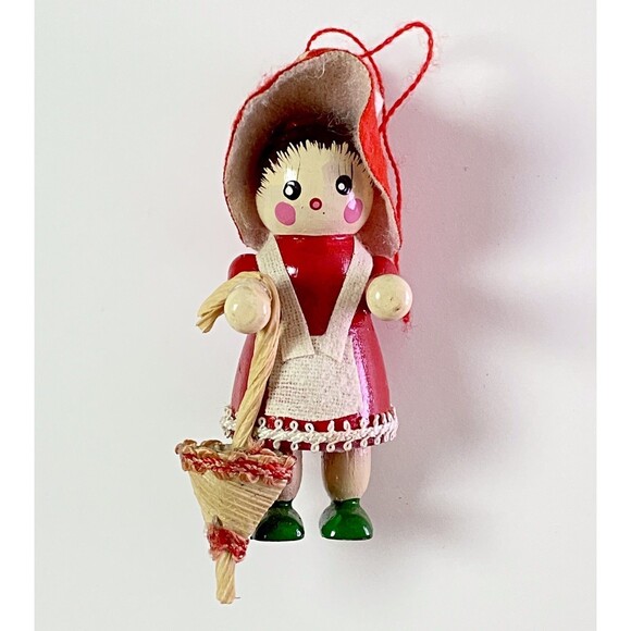 4 - Vintage Wooden Christmas Ornaments Santa Dog House Prairie Girl Mouse - Felt - Picture 4 of 16